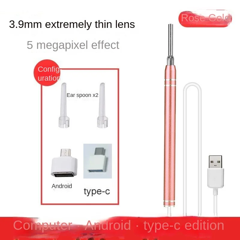 3.9Mm Không Dây WiFi Thị Giác Kiểm Tra Otoscope Android IOS Điện Thoại Đa Năng Tai Wax Sạch HD Dạ Quang Tai Chọn