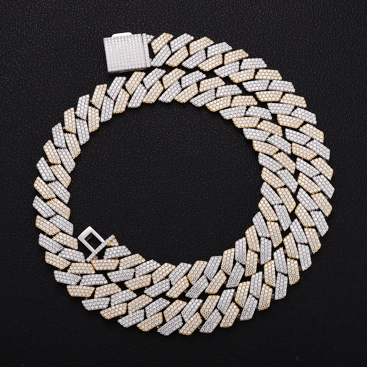 

Кубинский браслет-цепочка из прованского муассанита для мужчин, двухцветный серебряный браслет S925, рэпер, браслет в стиле хип-хоп, цепочка в стиле Майами для мужчин