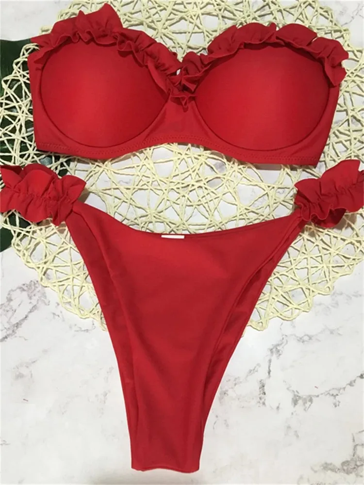 Frauen 2024 Sexy Animal Print Leopard Push Up Bikini Set Brasilianische Bandeau Tanga Strand Bademode 2-teiliges Set für Frau Badeanzug