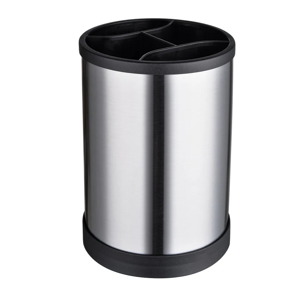 

Rotatable Kitchen Utensils Holder Durable Stainless Steel Cutlery Drainer Stand Anti-slip Plastic Tableware Storage Bucket Home