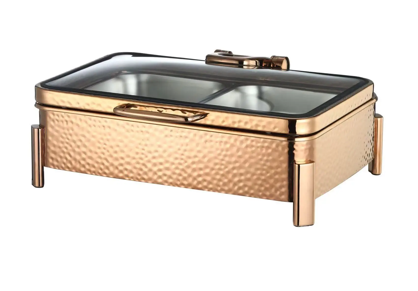 Catering Supplies 6 Quarts Chafing Dish Buffet-Set Round Chafing Dishes for Catering Rose Gold Color