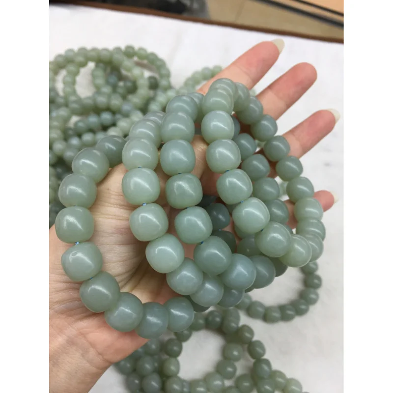 Hetian Qiemo Blue Old Beads 11-12mm Jade Pendant Bracelet Accessories