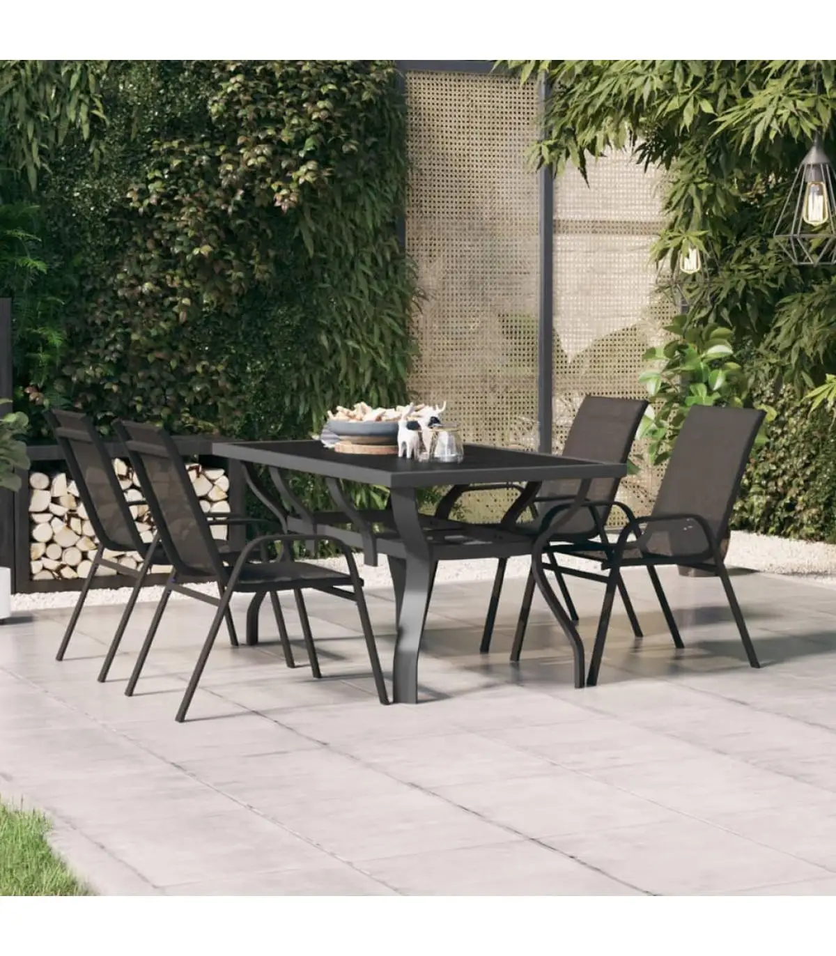 Garden tables garden table steel and glass gray and black 140x70x70 cm