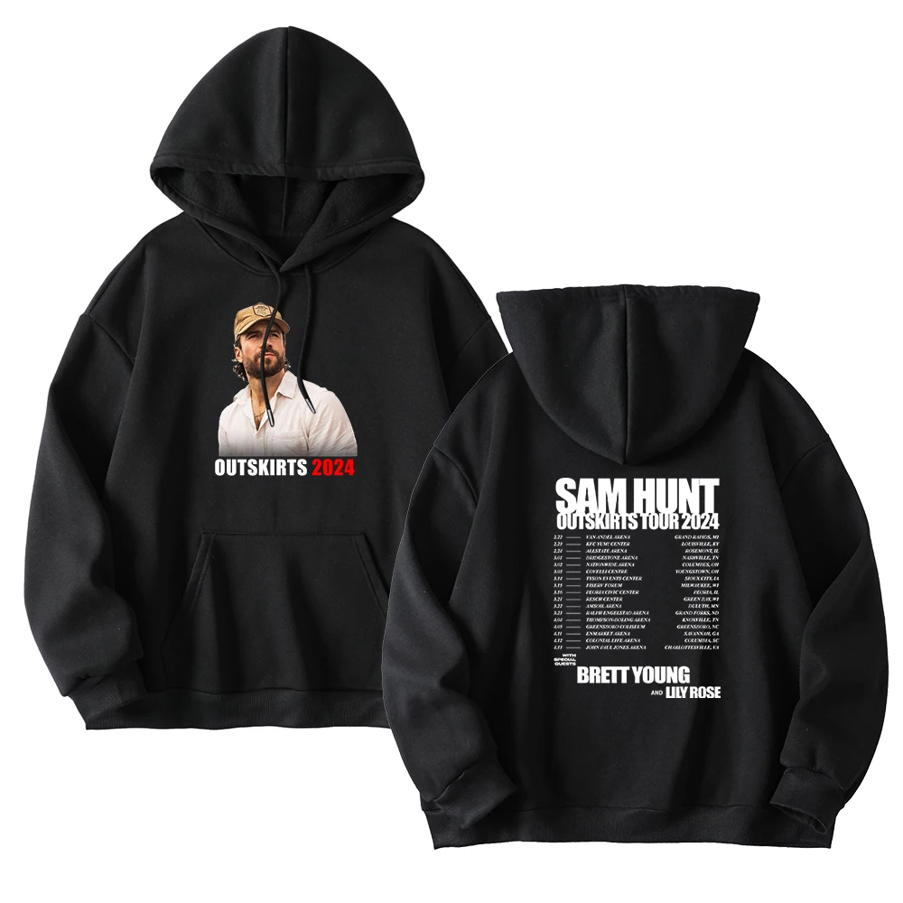 

Sam Hunt Outskirts Tour 2024 Merch Hoodies Winter Hooded Sweet Streetwear Long Sleeve New Logo Sweatshirt Y2K