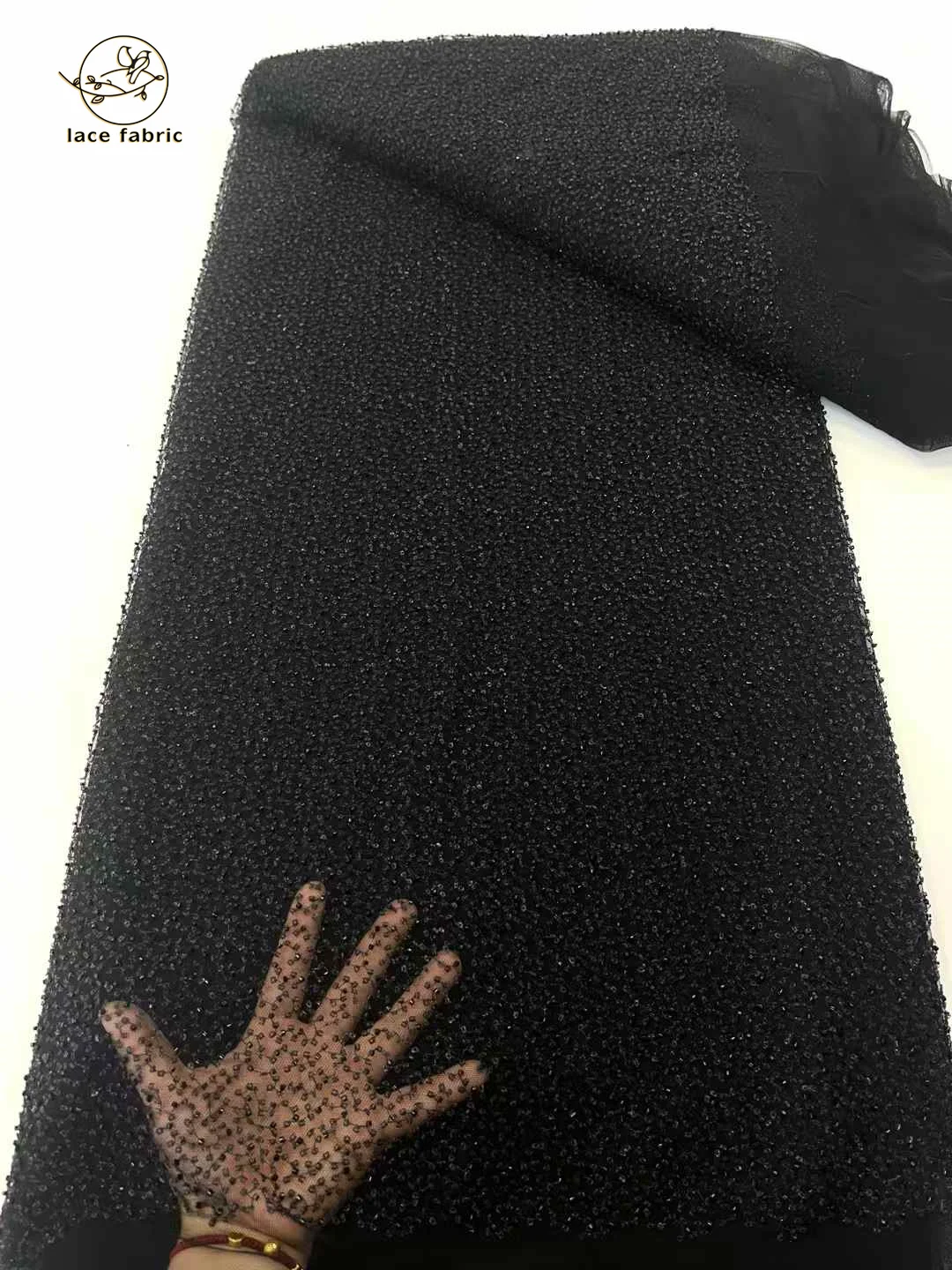 

Black Luxury French Groom Tulle Lace Fabric With Sequins 2025 High Quality African Nigerian Mesh Lace Fabrics For Dress Sewing