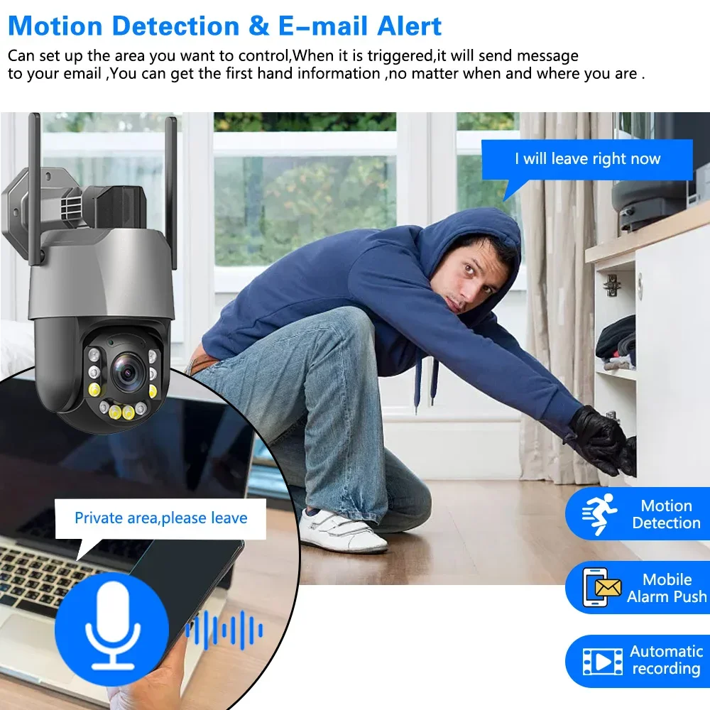 Full Color Infrared Human Detection 8MP 4K 50X 20X Optical Zoom Rotation Two-Way Audio POE PTZ IP Surveillance Speed Doom Camera