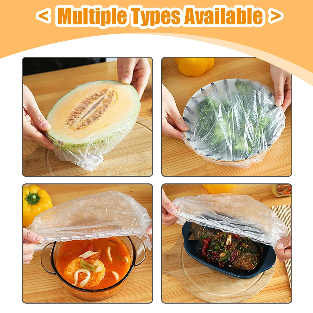 Disposable Food Cover Bags Elastic Plastic Wrap Covers Food Preservation Bag Bathroom Waterproof Shower Cap Kitchen Accessories