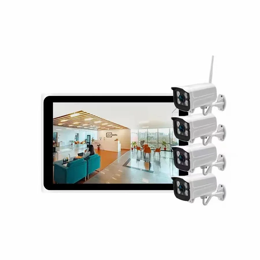 NVR-sistema de cámara de seguridad para el hogar, kit de detección humana, visión nocturna, impermeable, LCD inalámbrico, 4 canales, 3mp, WIFI, Full HD, CCTV