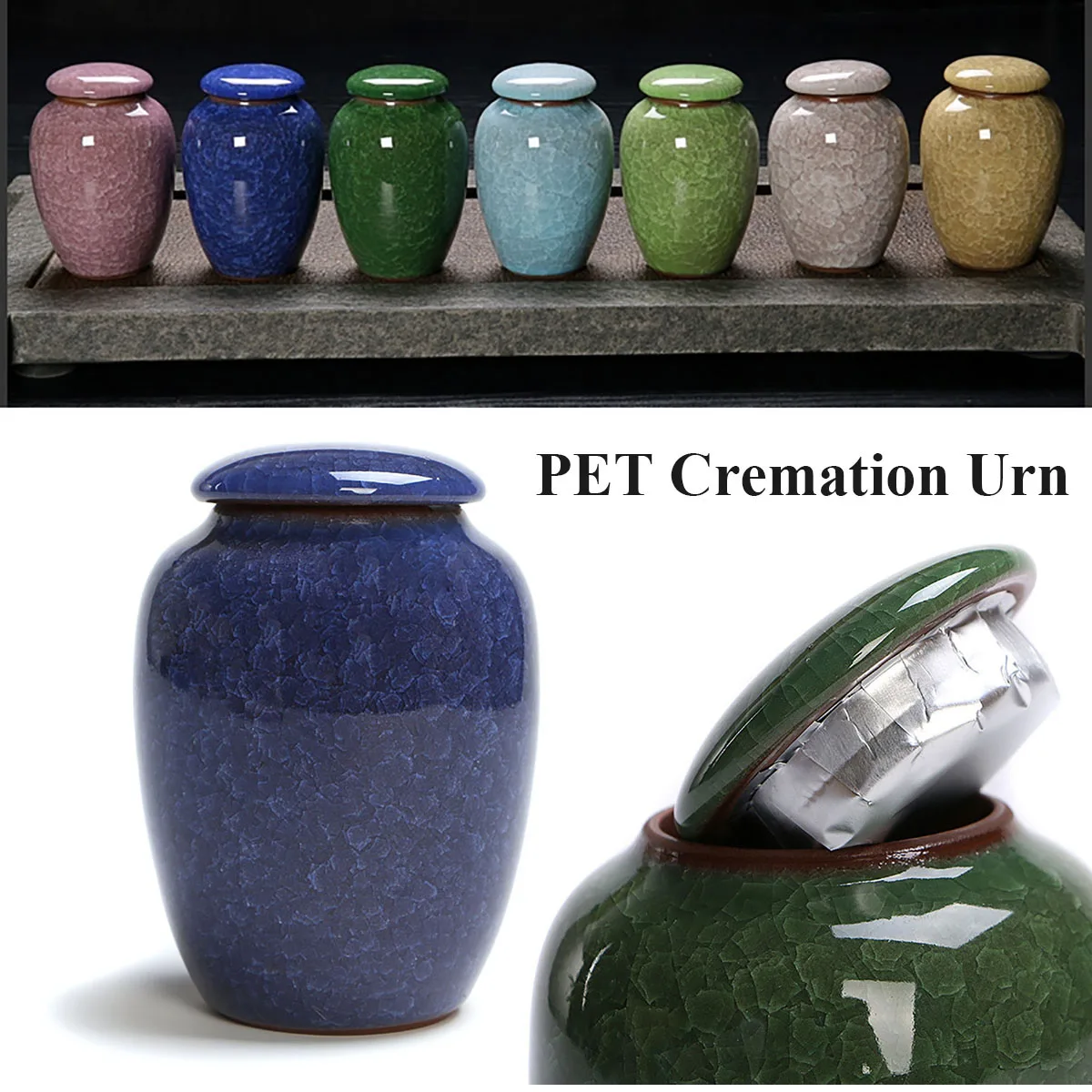 200ml Ice Glaze Cremation Urns Funeral Keepsake Pet Dog Cat Cremation Urn