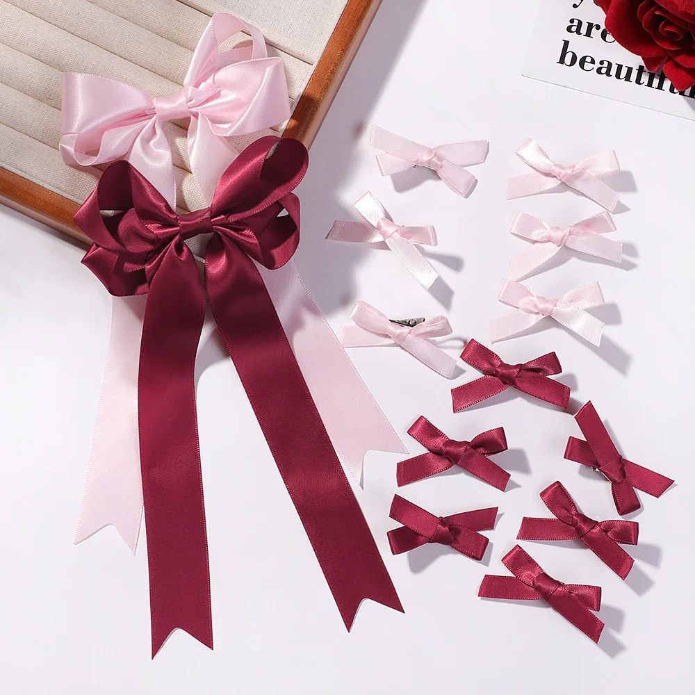 

7pcs Sweet Ribbon Bowknot Mini Hair Clips for Women Girls Metal Hairpin Headwear Barrette Handmade Bangs Clip Hair Accessories