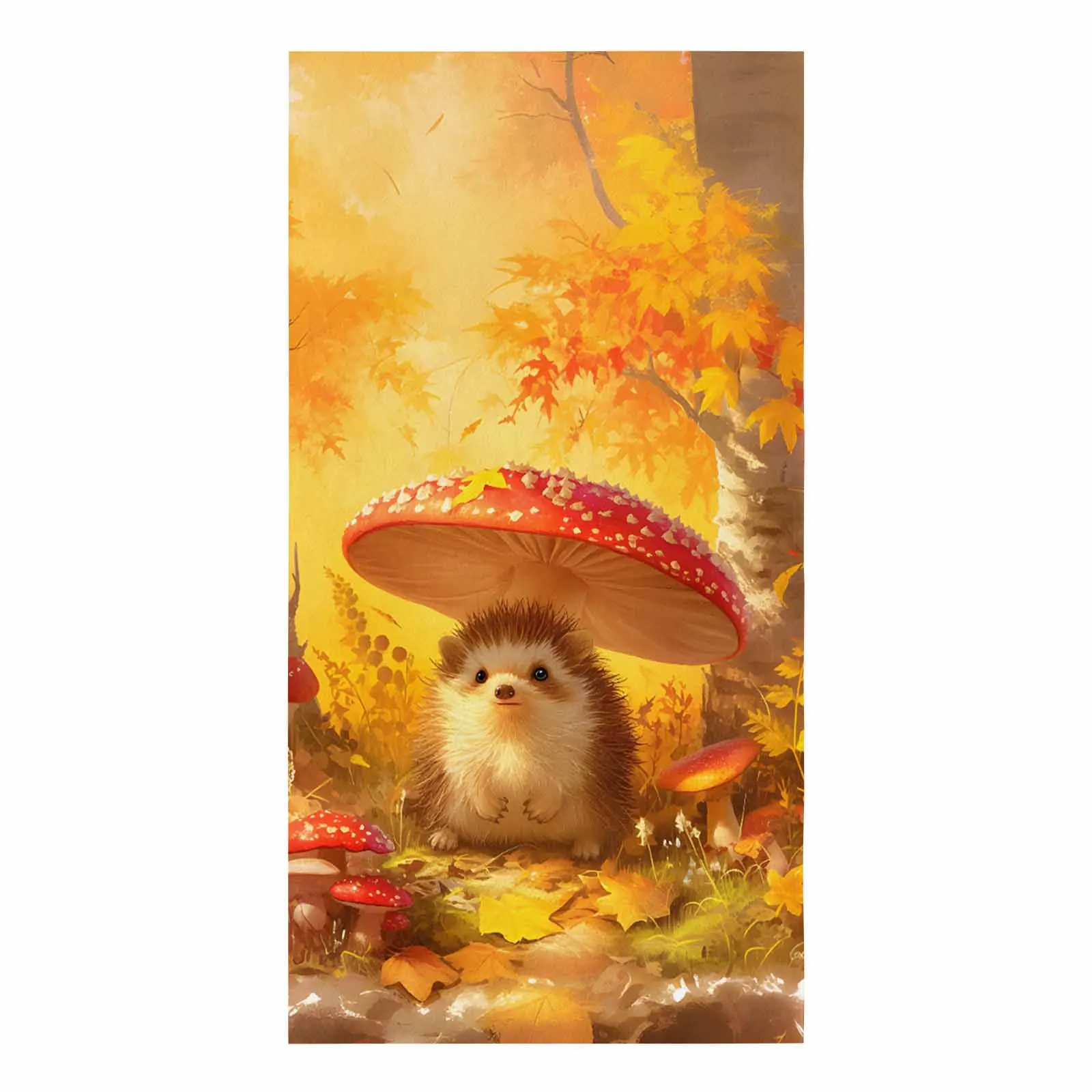 Autumn Forest Mushroom Maple Leaf Hedgehog Towel Set Cleaning Cloth Kitchen Accessories Dish Washing Cloth Household