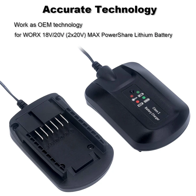 US Plug WA3742 WA3732 20V Lithium Charger Compatible With Worx 18V/20V Powershare Battery WA3525 WA3520 WA3512 WA3512.1