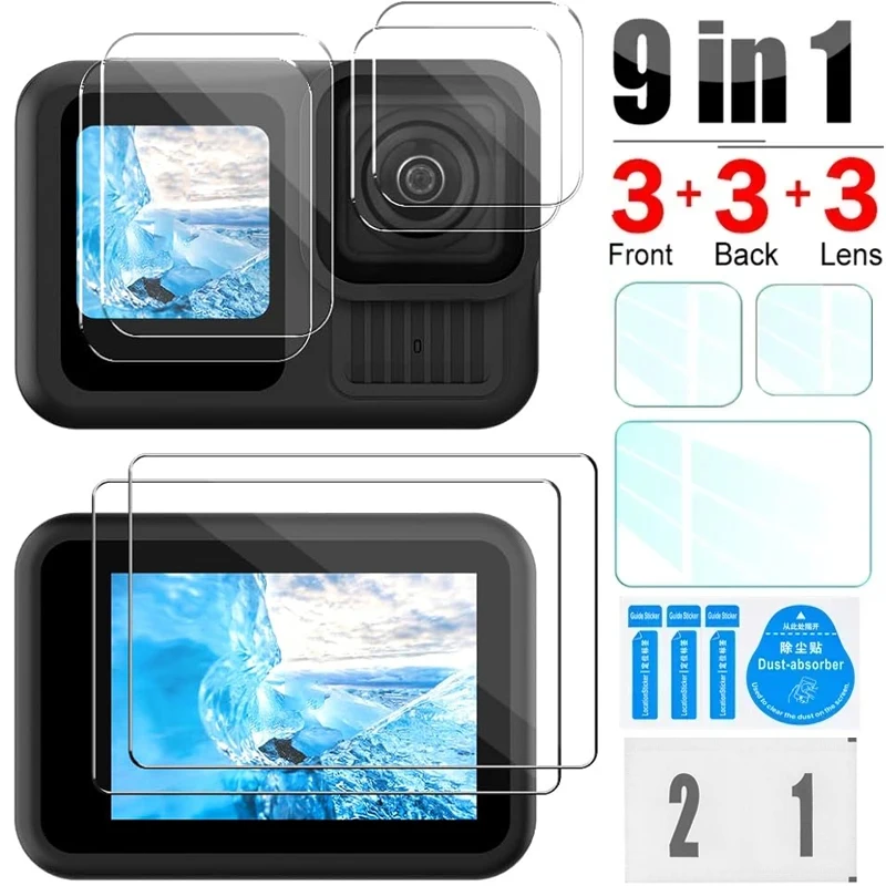 Screen Protector for GoPro Hero 13 12 11 10 9 Black HD Clear 9H Hard Tempered Glass Film For GoPro Hero13 Front Back Screen Film