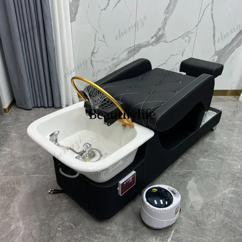 HR shampoo bed barber shop special hairdressing half lying flush bed retro, hair salon shampoo, one-piece bed