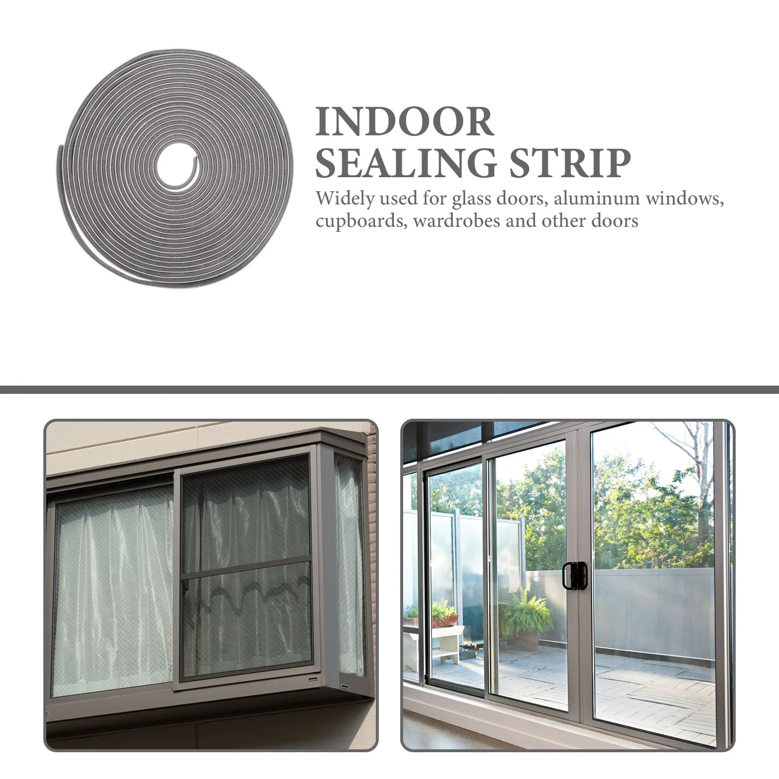 

Weather Sealing Tape Top Window Draft Blocker Garage Door Grey Polypropylene Yarn
