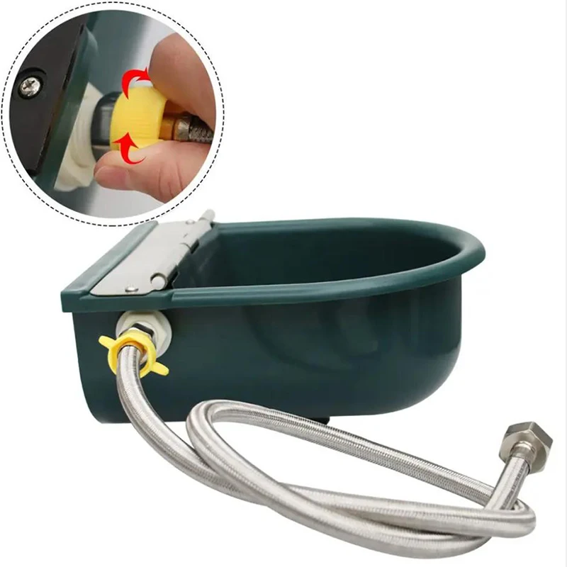 Stainless Lid Dark Green Color Cow Cattle Automatic Water Bowl for Cow Horse Sheep Drinking Water Bowl with Large Float-ball