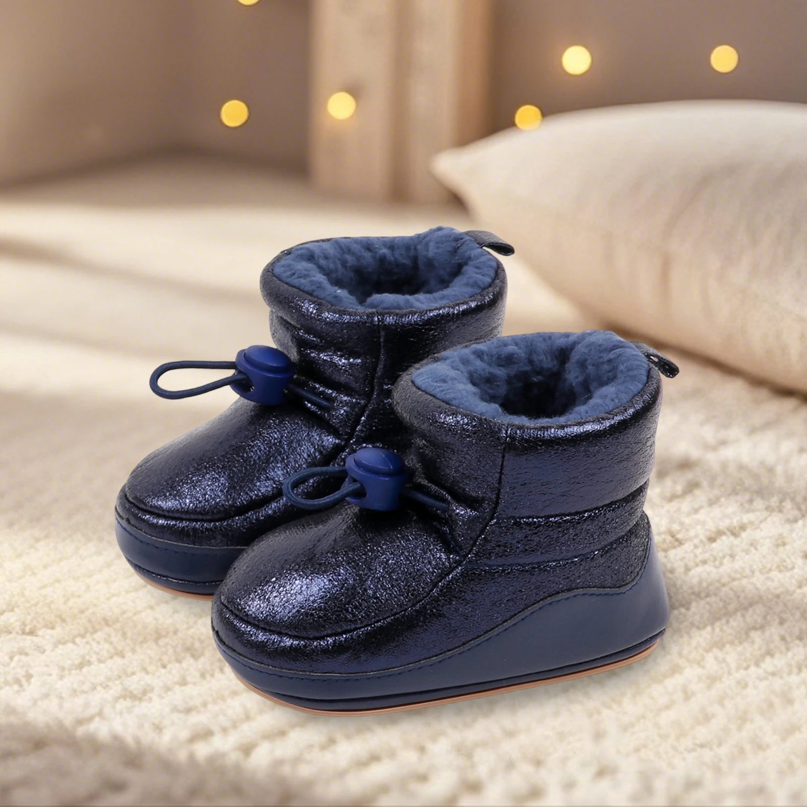 

Зимние металлические ботинки для мальчиков и девочек от 0 до 18 месяцев, нескользящая обувь на флисовой подкладке для маленьких девочек, теплая прогулочная обувь на шнурке