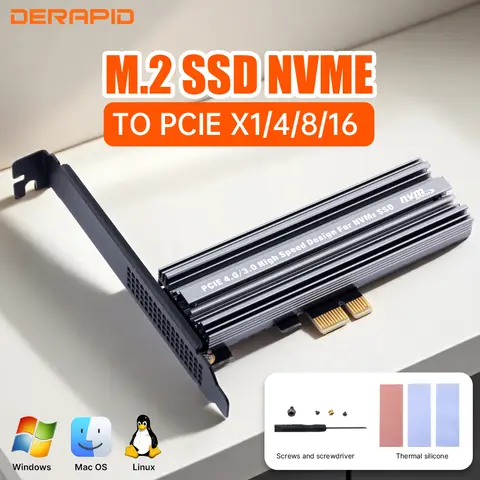 Carte adaptateur M.2 NVMe, clé B & M vers PCIe 4.0/3.0 X1 X4 X8 X16, Interface pour PC, Compatible avec disque dur SSD 2230 2242 2260 2280