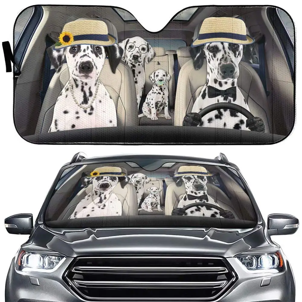 

Лобовое стекло автомобиля для водителя далматинской собаки Sunsha, пятнистая семья, складной солнцезащитный козырек, милый солнцезащитный козырек для домашних животных, свинья, автоша, Protecto