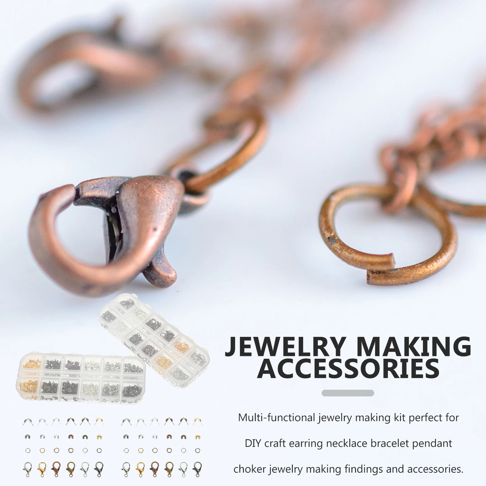 

782pcs Lobster Buckle Bag Clasp Ring Necklace Connector Crimp Jewelry Making Kit DIY Crafts Bracelet Choker Handmade Accessories