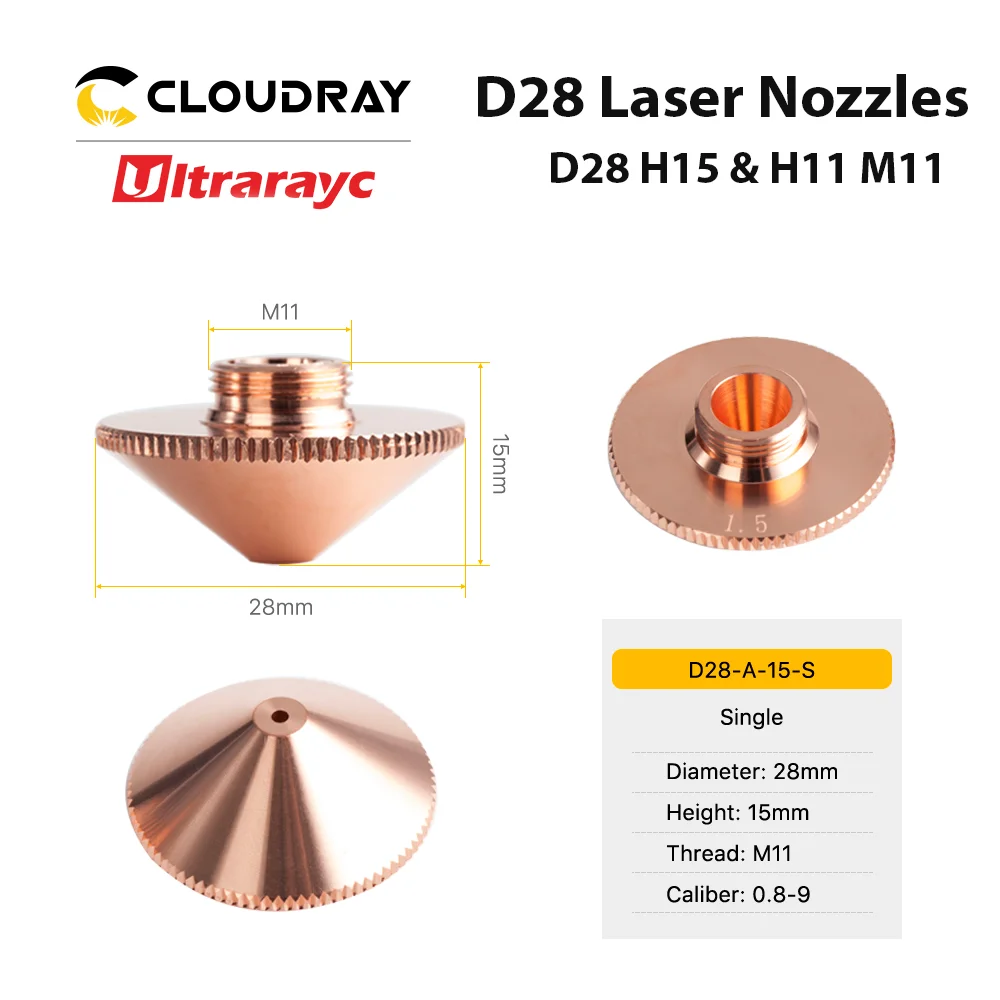 Cabeça de Corte de Fibra Laser D28 Simples Duplo Cromado Camadas Calibre 0860 mm Precitec Wsx 10 Pcs Conjunto