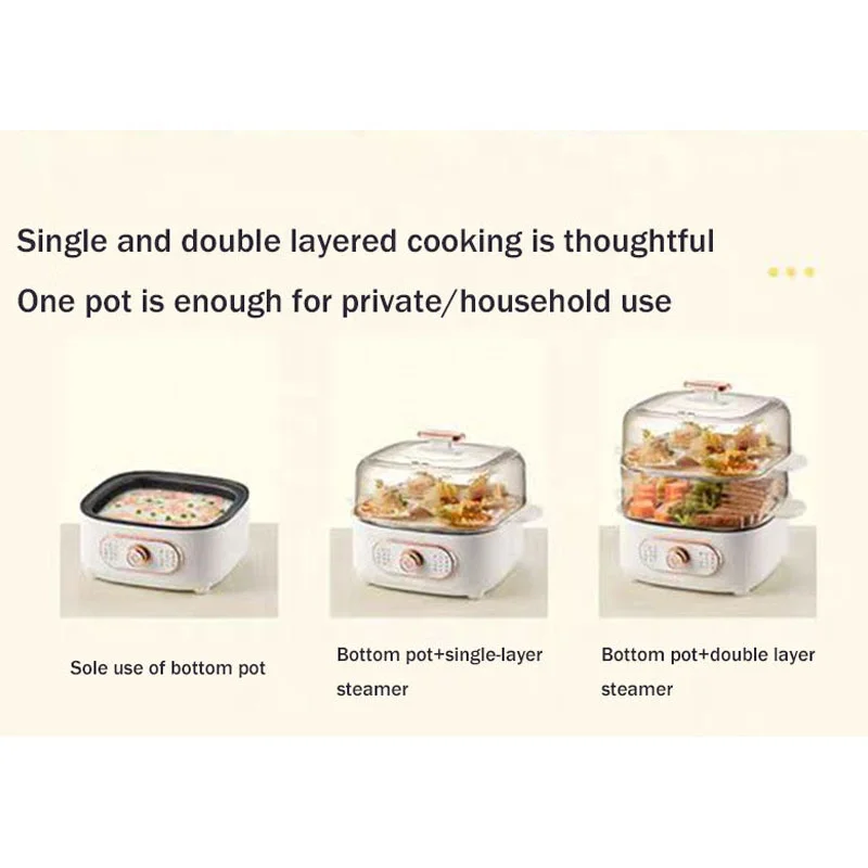 Vaporizador eléctrico portátil de acero inoxidable para uso doméstico, temporizador de 220V, máquina de vapor para desayuno