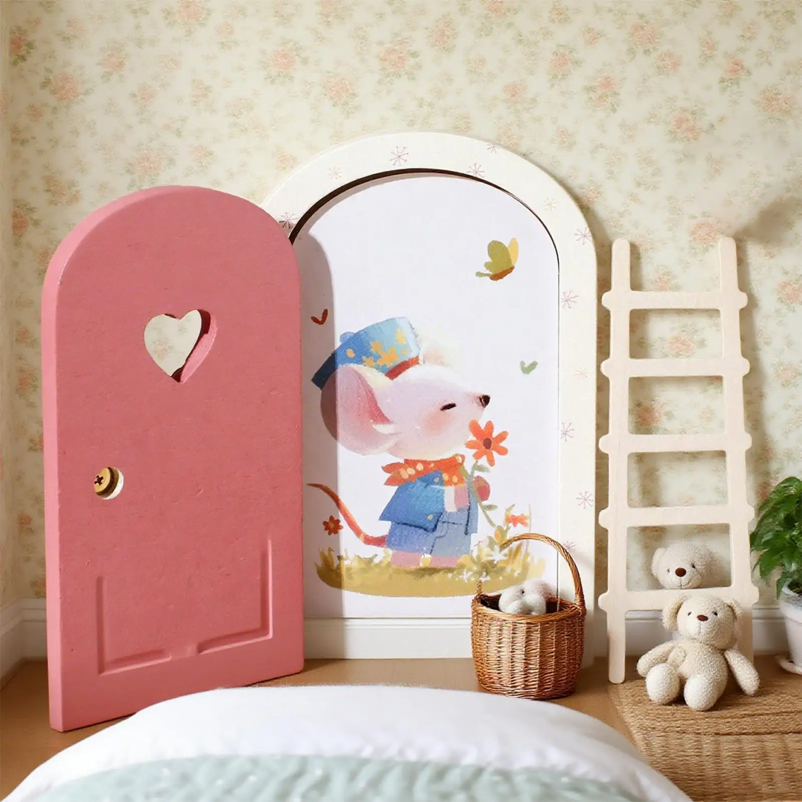

Fairy Door for Wall Wood Cartoon Fairy House Door Holiday Party Supplies Dollhouse Mini Home Decor Fairys Garden Accessories