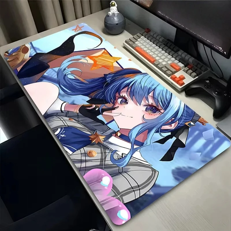 Extended Mouse Pad Keyboard Mat Oversize Desk Pad Mouse Pad 90x40 Deskmat Laptop Mousepad Hololive Hoshimachi Suisei Desk Decor