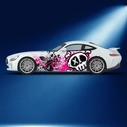 Colorful Graffiti Skull Head Pattern Car Side Sticker Vinyl Self-adhesive Paper Motorsport Paint Decal Suitable for Truck Suv