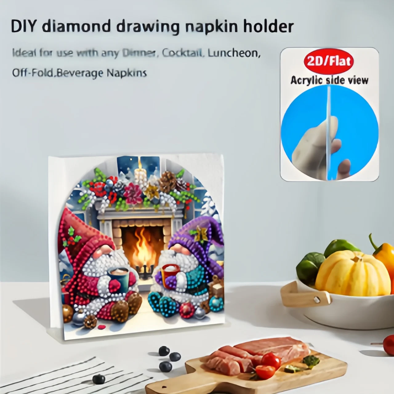 2D Flat 1pc Acrylic Welcome Plaque Diamond Painting Desktop Ornament Set, Shiny Wall Decor, Holiday Gift
