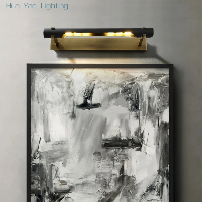 Bedroom brass Mirror Front Lamp Minimalist Creative Artistic Living Room Dresser Mural fresco lamp Room bathroom Makeup cabinet