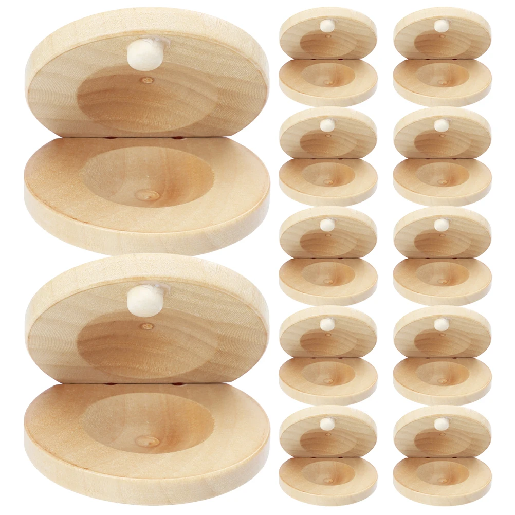 

12 Pcs Wooden Castanets Kids Musical Instruments Natural Color Durable Material Educational Toys Rhythm Practice