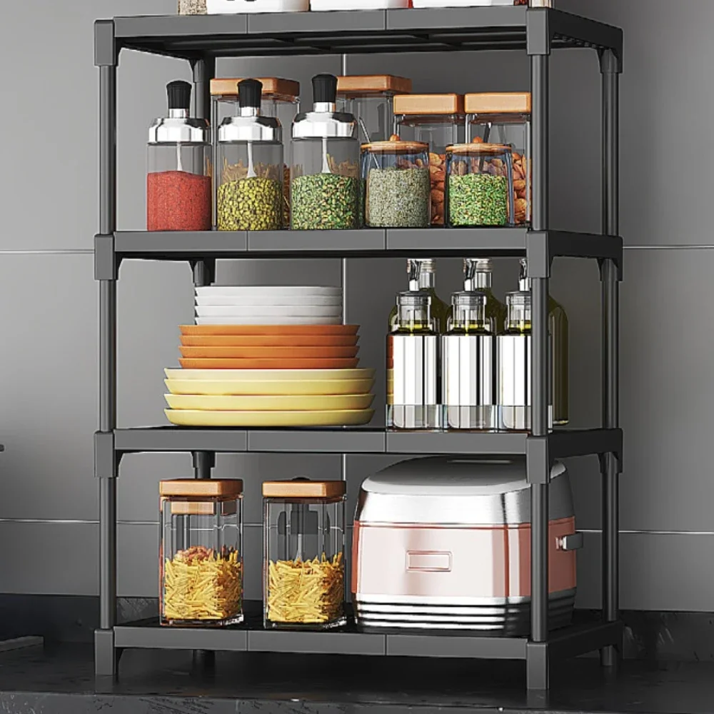 4-Tier Storage Rack Household Storage Shelf Standing Snack Sundries Organize Shelf Multi-Functional Bathroom Closet Kitchen Rack