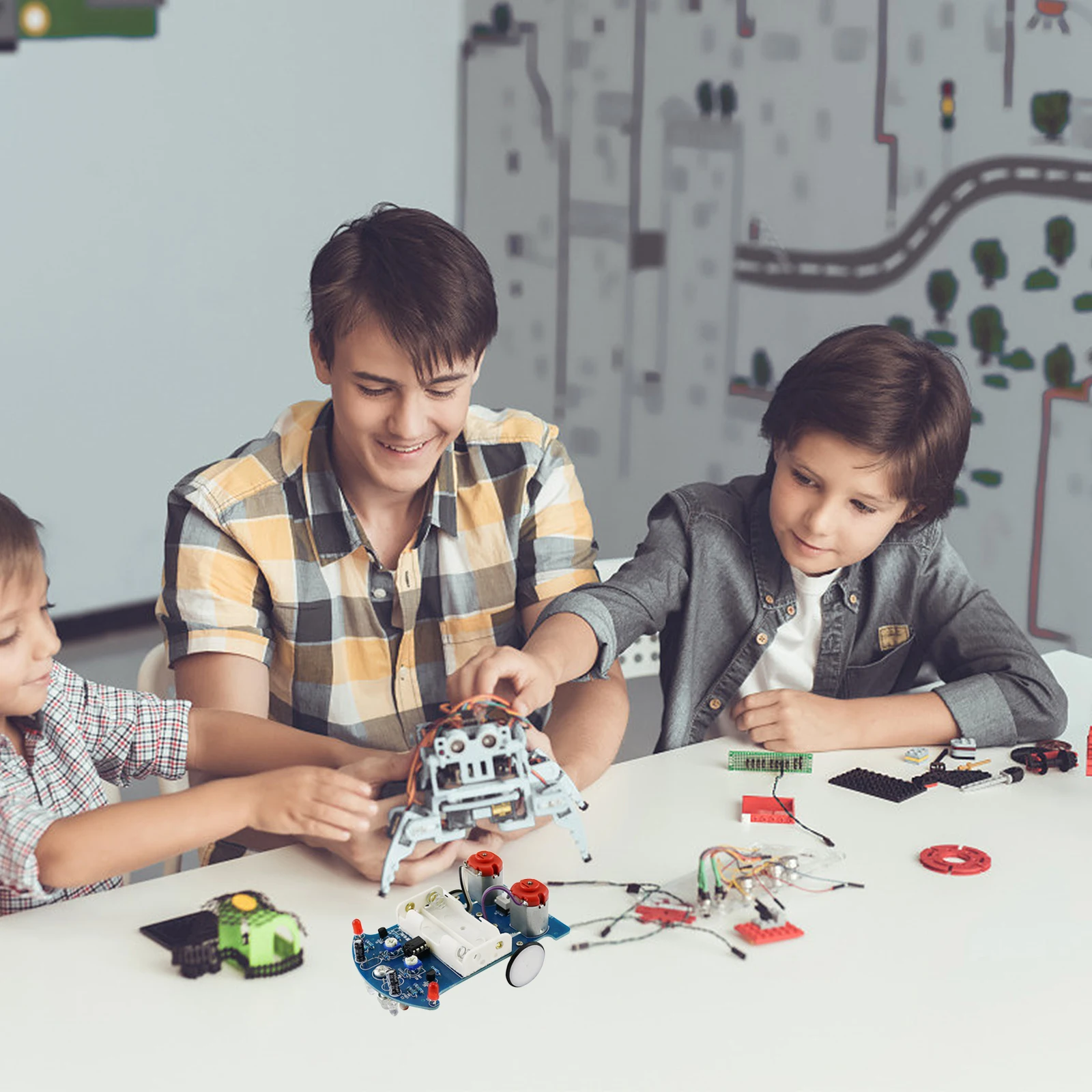 

1Set DIY Smart Car Soldering Kit for Kids and Beginners Line Tracking Robot Car Stem Educational Project Electronic Assembly