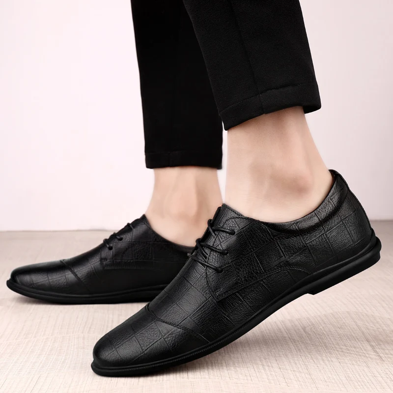 Classic New Men\'s Genuine Leather Casual Shoes Soft Sole Comfortable Loafers Office Men\'s Business Dress Shoes Free Delivery