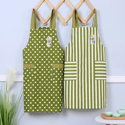 Small Fresh Striped Polka Dot Japanese Style Cotton Fabric Apron Kitchen Home Work Clothes Half Vest Apron