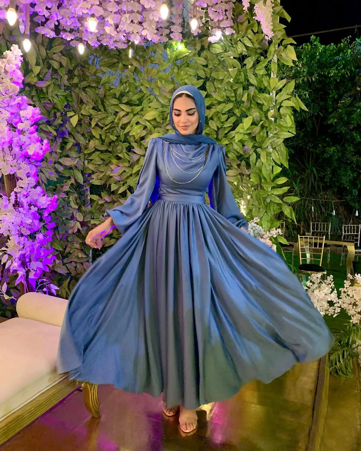 Jirocum Long Sleeve Muslim Prom Gowns A Line Elegant Evening Gown Party customized Formal Occasion Dresses vestidos para mujer