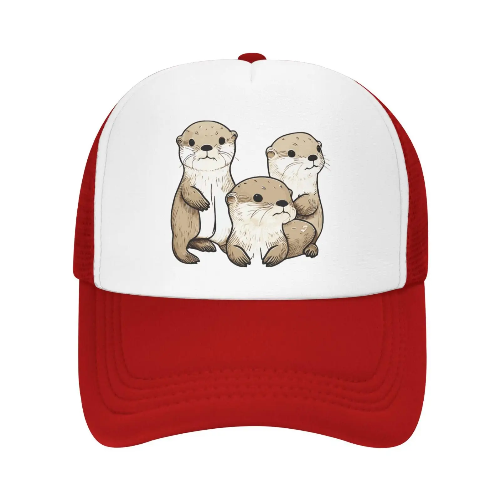 

Three Cute Otters Baseball Cap Funny Mesh Hat Adjustable for Men Women Sports Breathable Fashion Daily Travel Outdoor