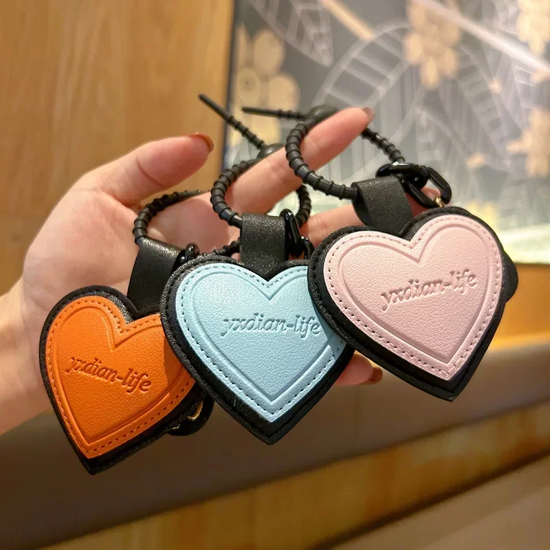 Creative Trend Heart Shaped Leather Bag Pendant Keychain Car Keychain Female Pendant European and American Ins Style