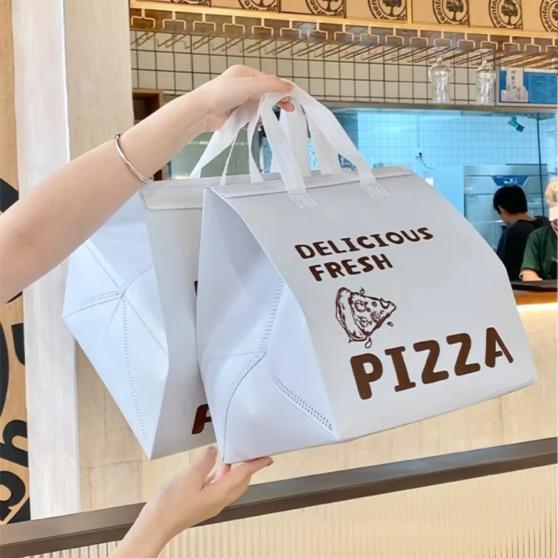 StoBag 10pcs Non-woven Insulation Tote Bags Fabric for Pizza Food Drink Package Keep Warm Cold Delivery Reusable Pouch Wholesale