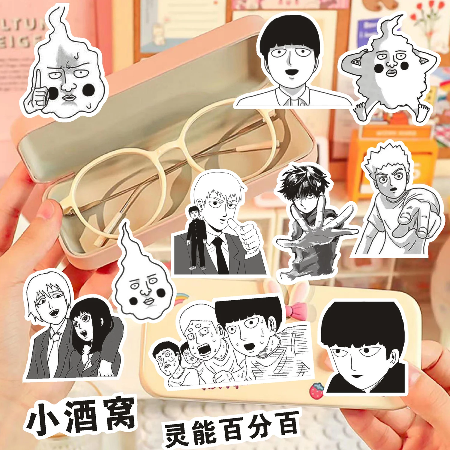 70 قطعة من ملصقات الرسوم المتحركة الطرفية Mob Psycho 100، ملصقات Kawaii 2D، حافظات الهاتف المحمول المزخرفة iPad وأمتعة لوح التزلج #6