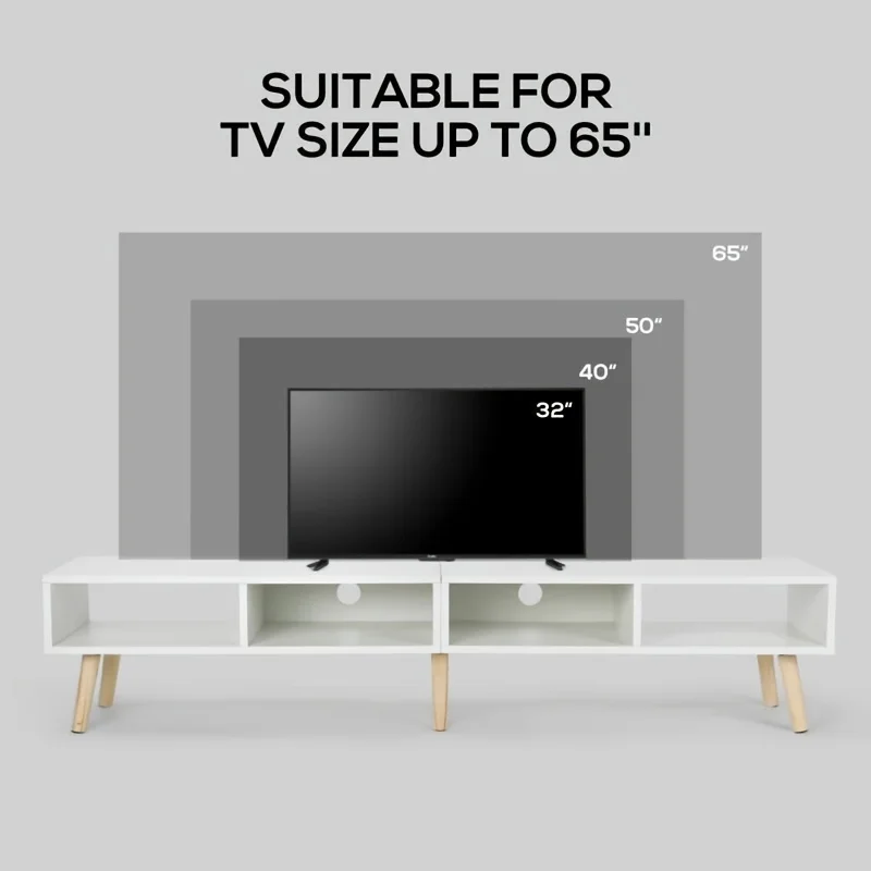 59Inch Modern Wooden TV Cabinet，Support65Inch TV，Wired Management，Simple and Stylish Media Console，Easy Assembly，Black and White