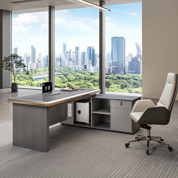 Luxurious boss desk, simple and modern administrative manager office furniture, tables and chairs