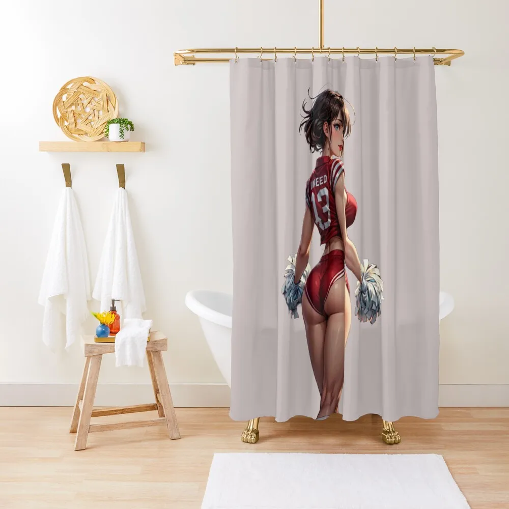 

Anime Sticker: Anime Cheerleader 01 Shower Curtain Waterproof Bathroom Shower Modern Bathroom Accessories Bathtub Curtain