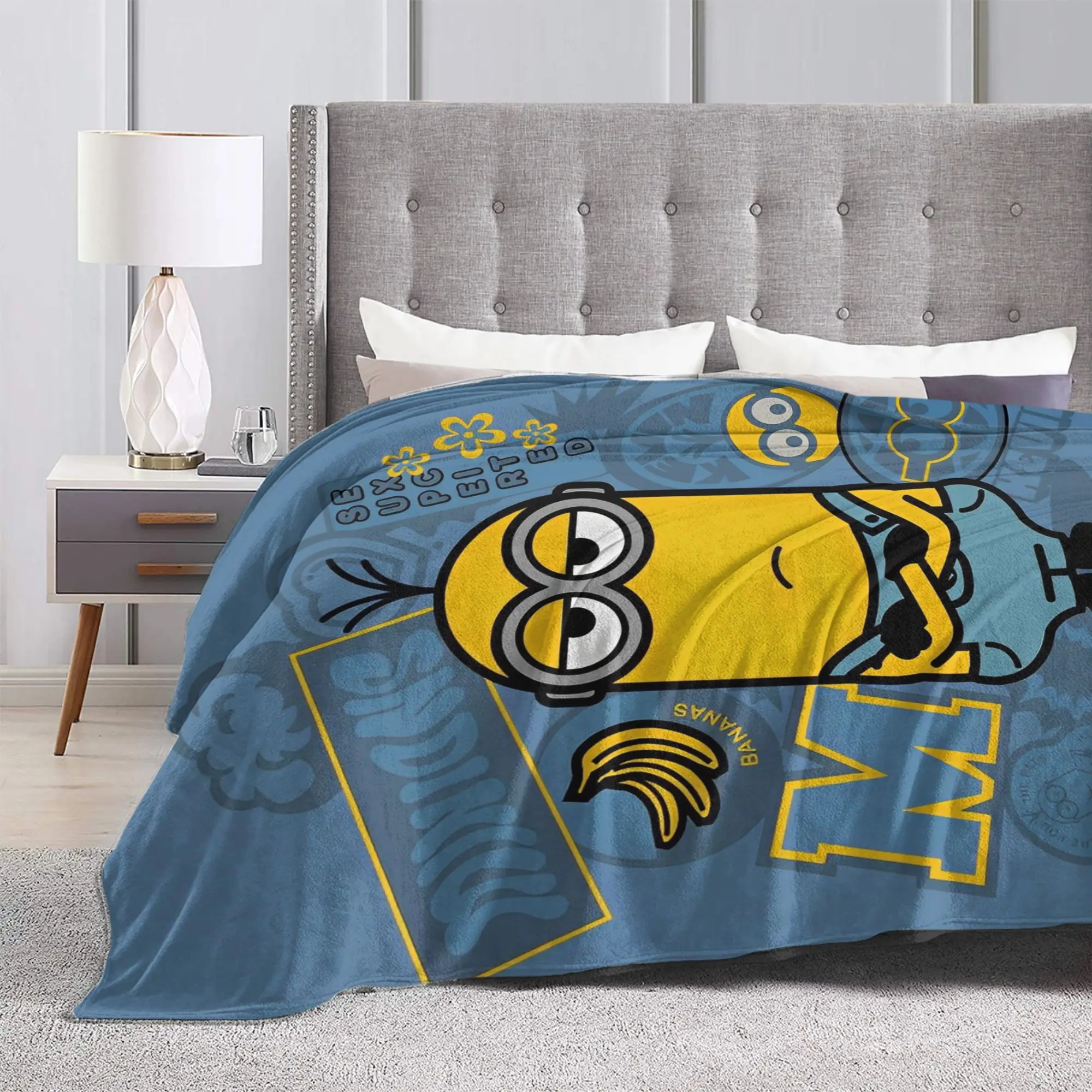 بطانيات فائقة النعومة مكتب السفر M-Minions كيفن المخملية رمي بطانية الفانيلا المفرش لسرير الأريكة غطاء سرير أريكة جمالية #3