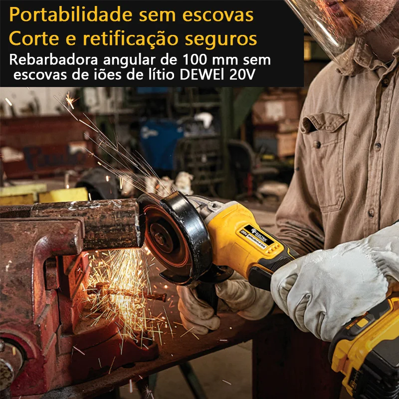 Deusa Elétrica com Cabo Maglev Brushless, Ângulo Recarregável para Dewalt, Bateria 20V, 125mm, DCG406