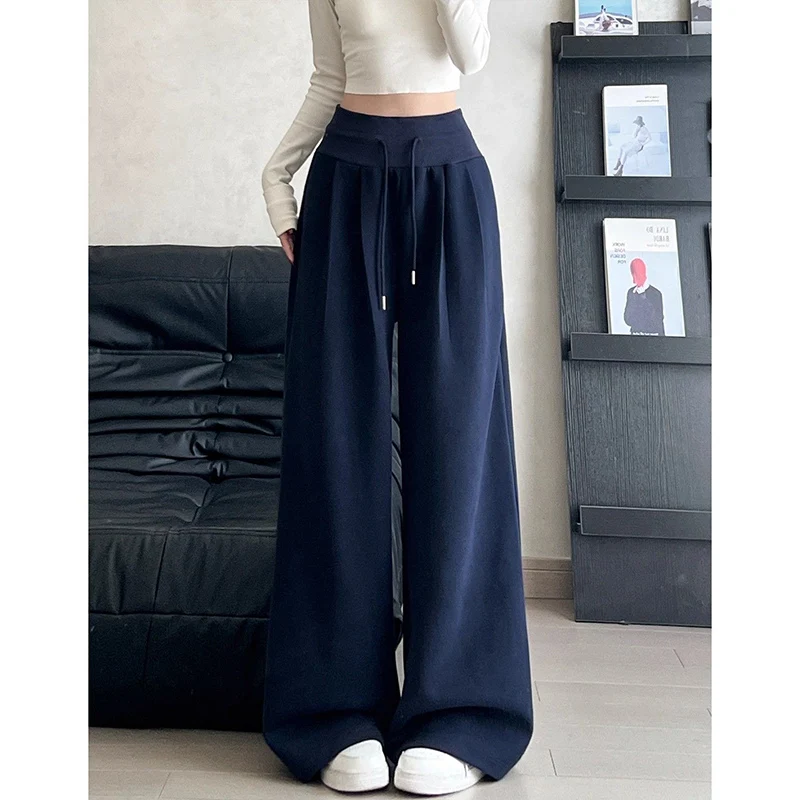 Mädchen Retro Feste Niedrige Taille Jogginghose Weibliche Koreanische Baggy Casual Täglichen Hosen Frauen Bequeme Gerade Bein Hosen