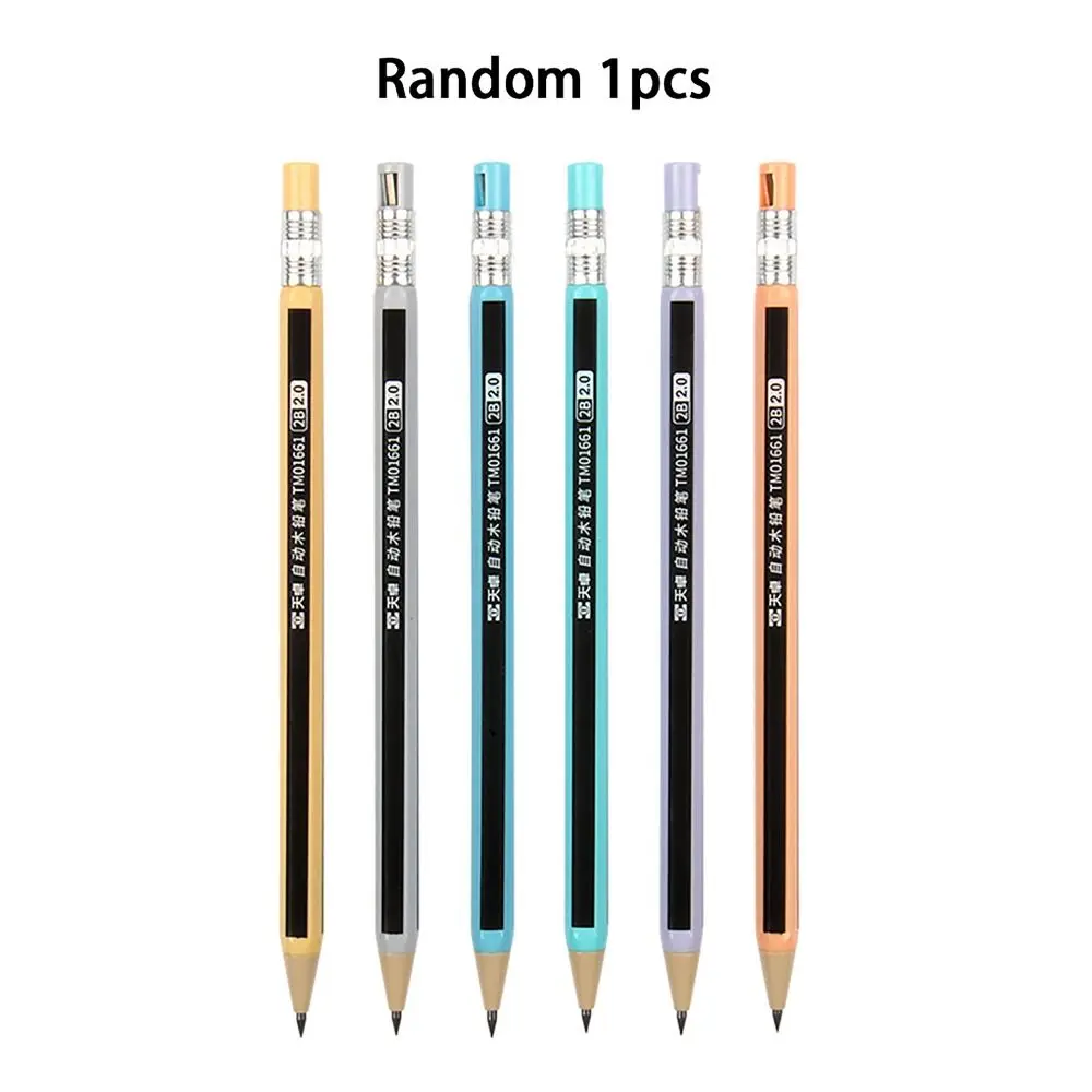 2.0MM 2B Automatic Pencil Press Type Sketch Drawing Writing Tool Mechanical Pencil with Sharpener Stationery Propelling Pencil