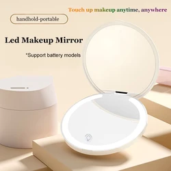 Makeup Mirror Light Mini Portable LED Light 3X Magnify Hand Hold Cosmetic Mirror Foldable Lightweight Mini Design Pocket Mirror