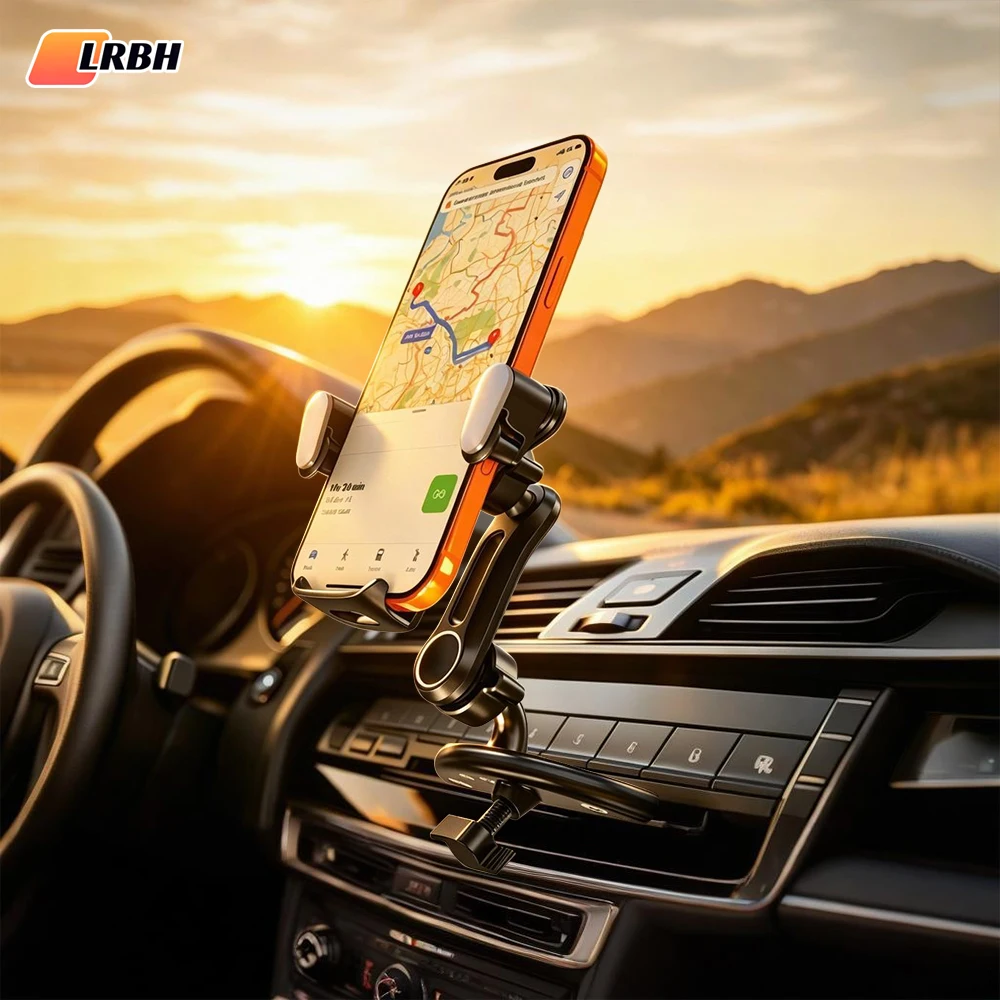 LRBH CD-Slot-Autohalterung für Smartphones – 360° verstellbar ° Drehbares Design mit verlängertem Metallarm und universeller Clip-Basis – Detail 1